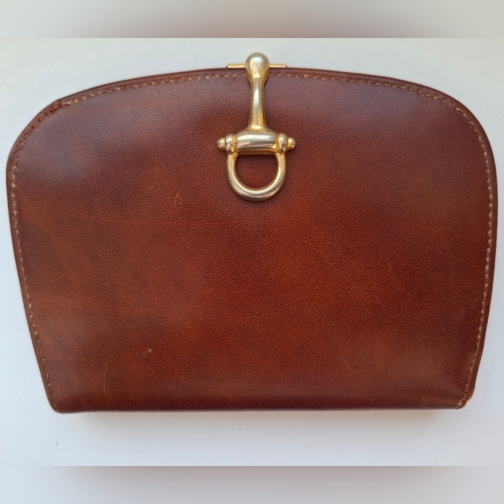 Vintage Smooth Italian Leather Equestrian Wallet in Brown, Bit Bridle Closure - Picture 11 of 11
